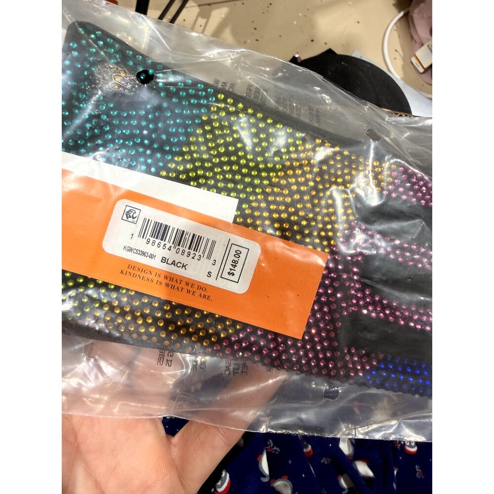 Kurt Geiger Rainbow/Black Kensington Crystal Leather Tech Glove - Picture 5 of 6